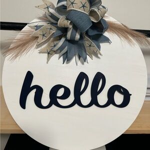 Navy and Cream 'Hello' Wall Sign